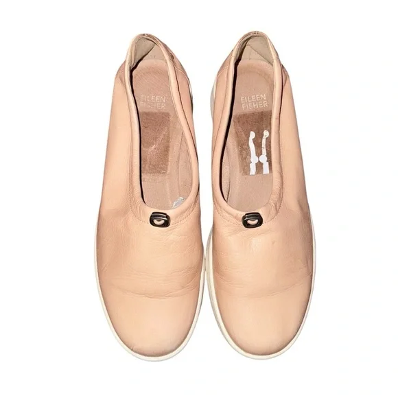 EILEEN FISHER Sydney Slip On Washed Leather Comfort Sneakers Blush Pink Size 8 - Picture 4 of 15
